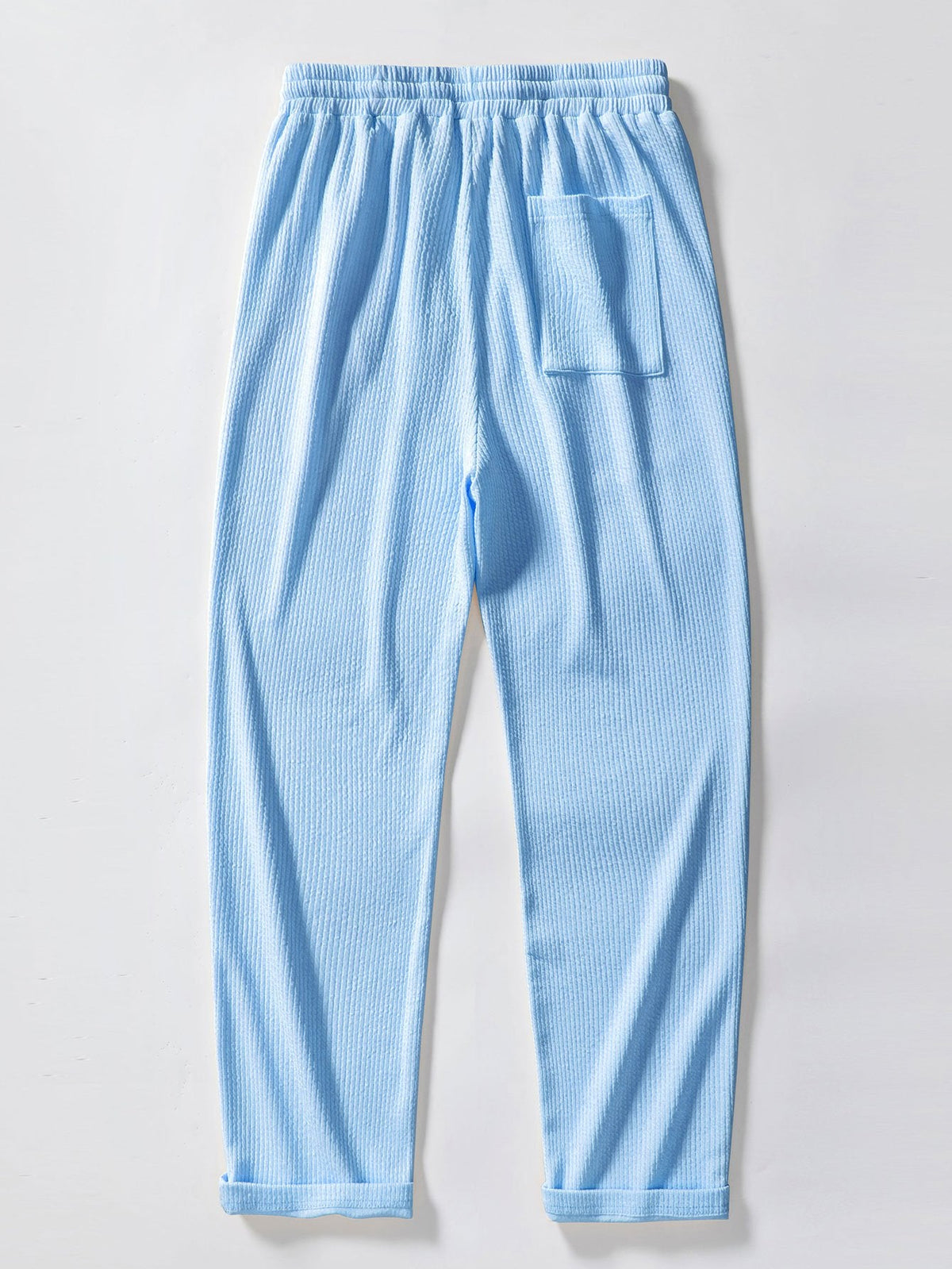 Camisa ajustada musculosa con cuello alto acanalado & Pantalones acanalados de pierna recta