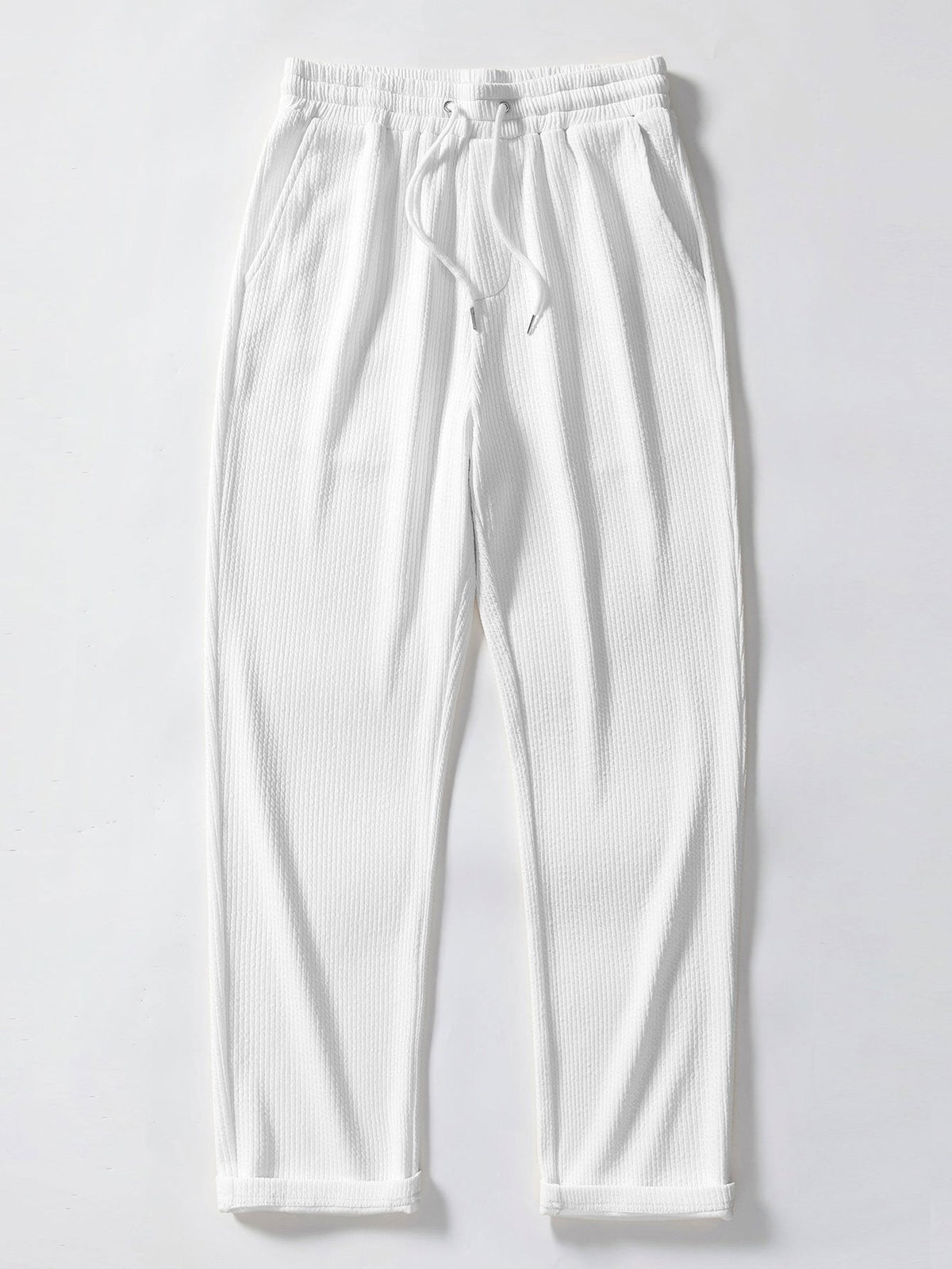 Camisa ajustada musculosa con cuello alto acanalado & Pantalones acanalados de pierna recta