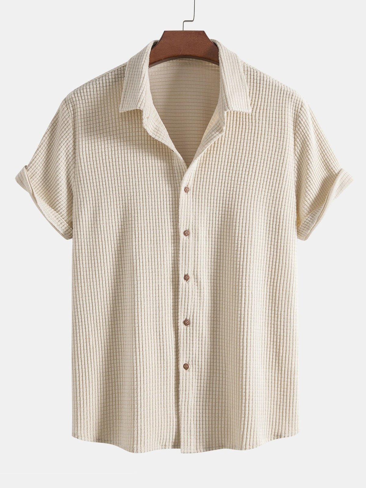 Camisa de Botones con Textura Waffle y Pantalones cortos