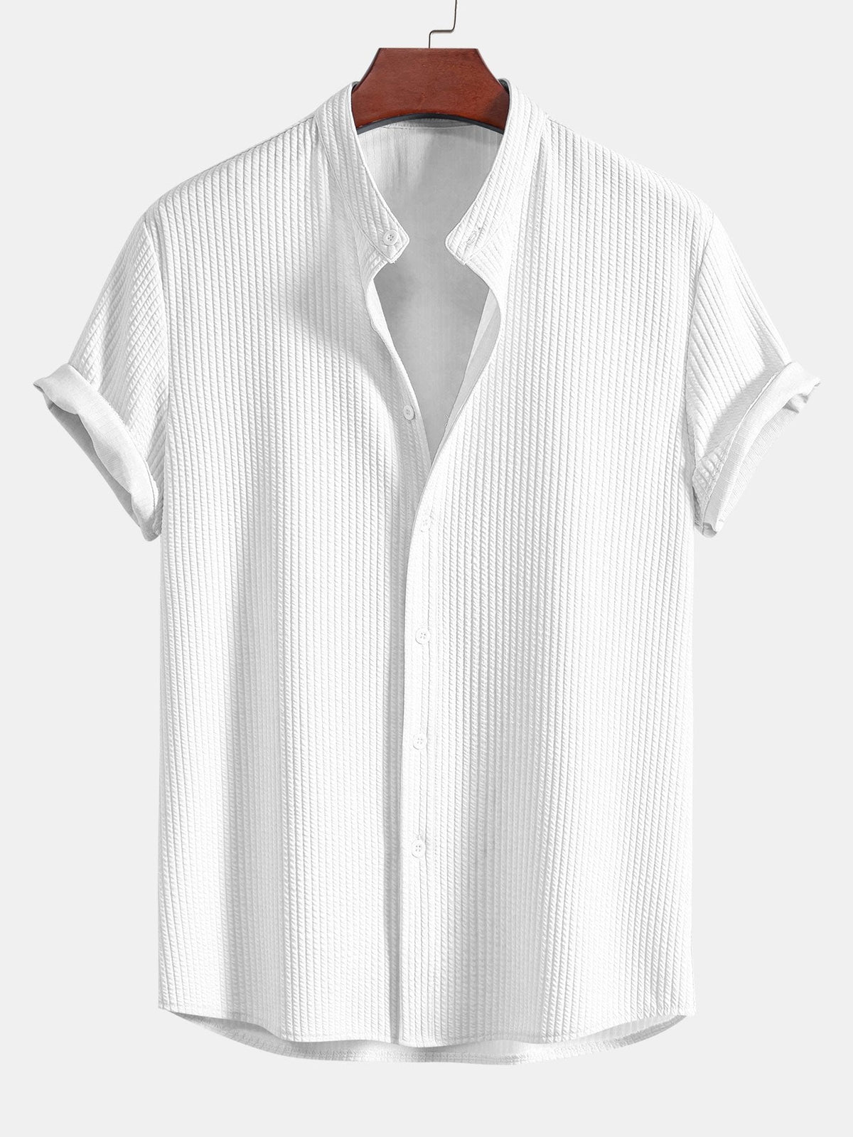 Camisa ajustada musculosa con cuello alto acanalado & Pantalones acanalados de pierna recta