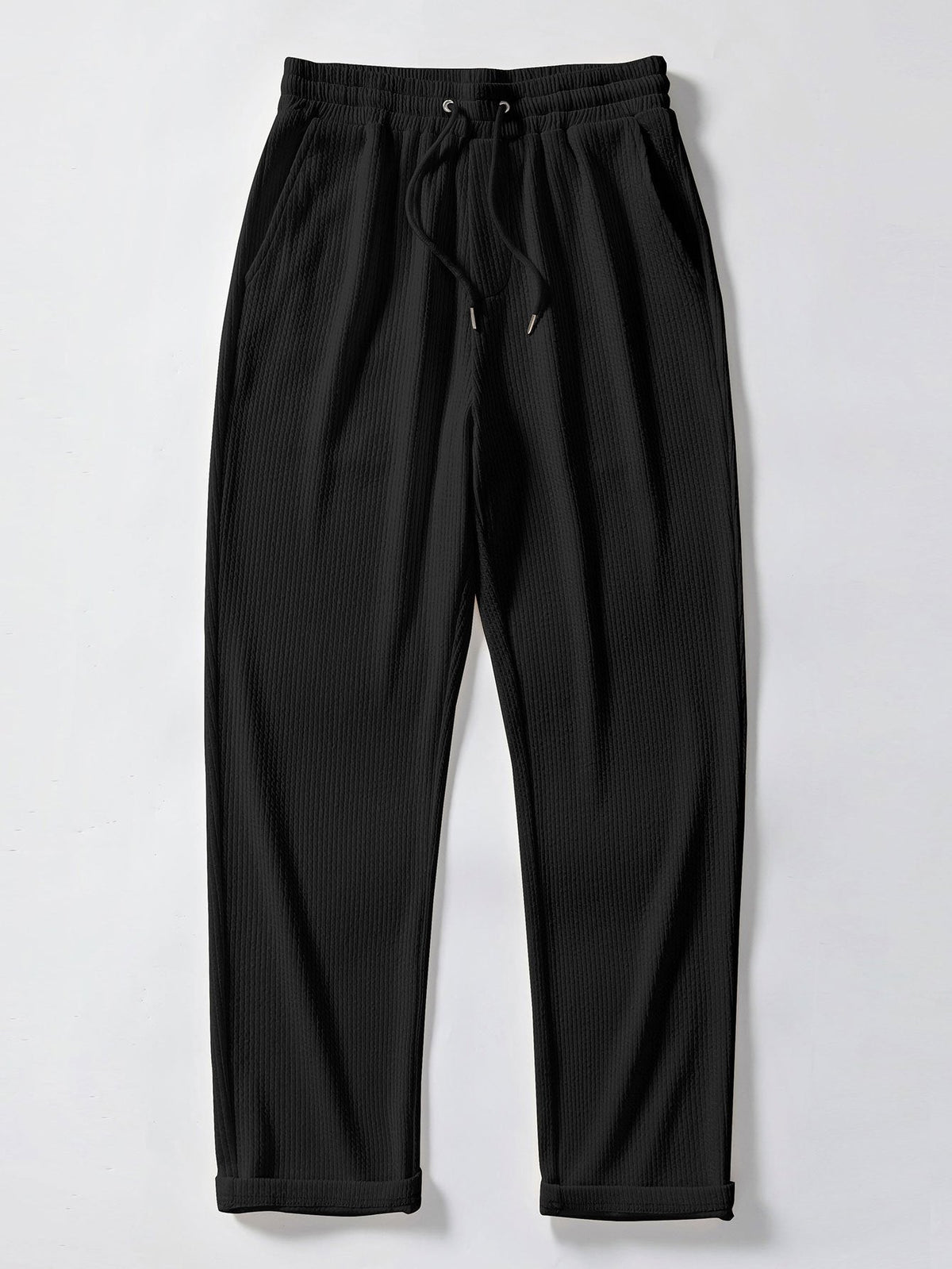 Camisa ajustada musculosa con cuello alto acanalado & Pantalones acanalados de pierna recta