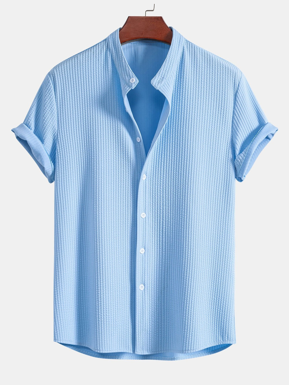Camisa ajustada musculosa con cuello alto acanalado & Pantalones acanalados de pierna recta