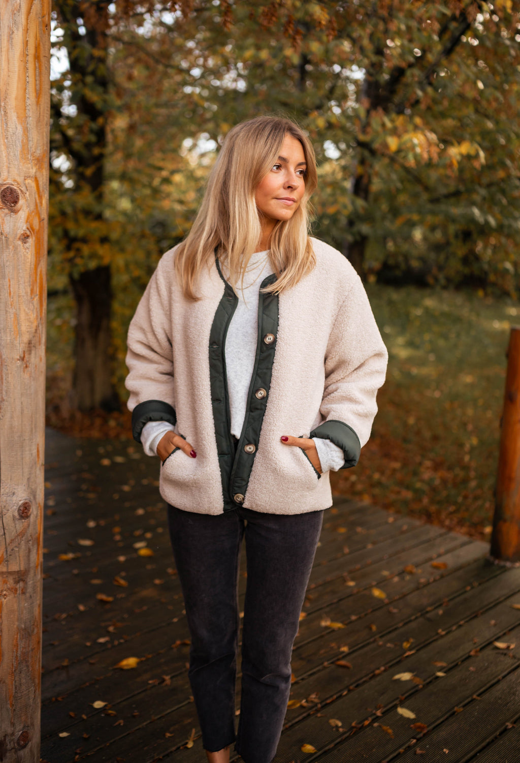 Abrigo Billy - beige y verde