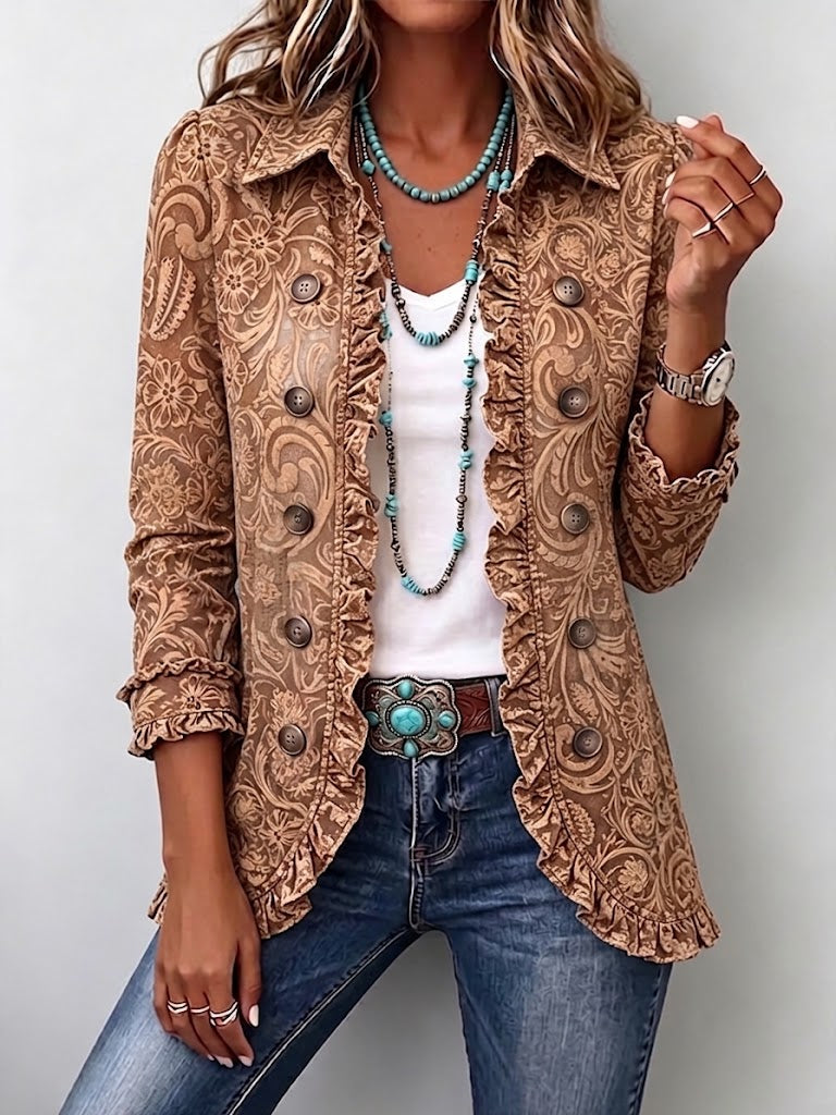 Chaqueta floral vintage con volantes Candelaria
