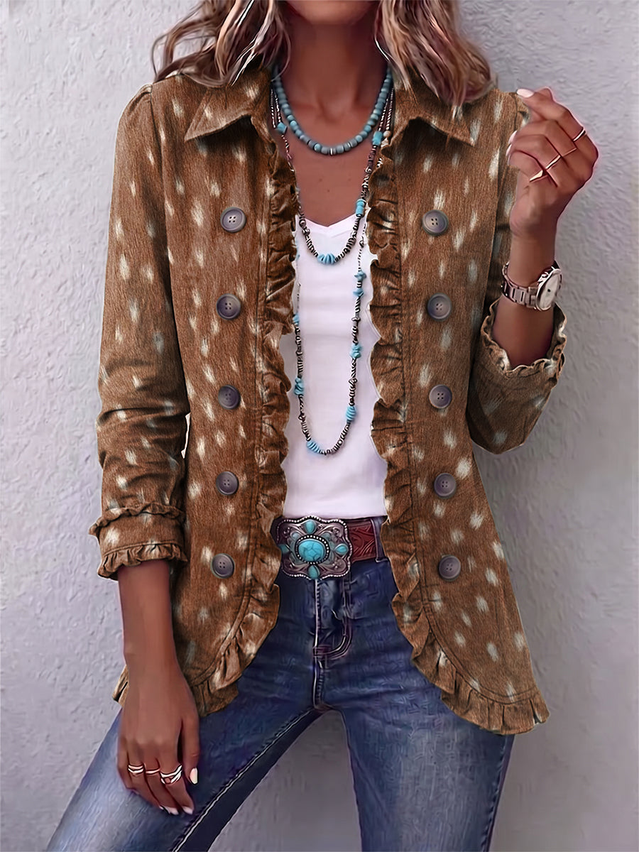 Chaqueta estampado animal con volantes Felisa