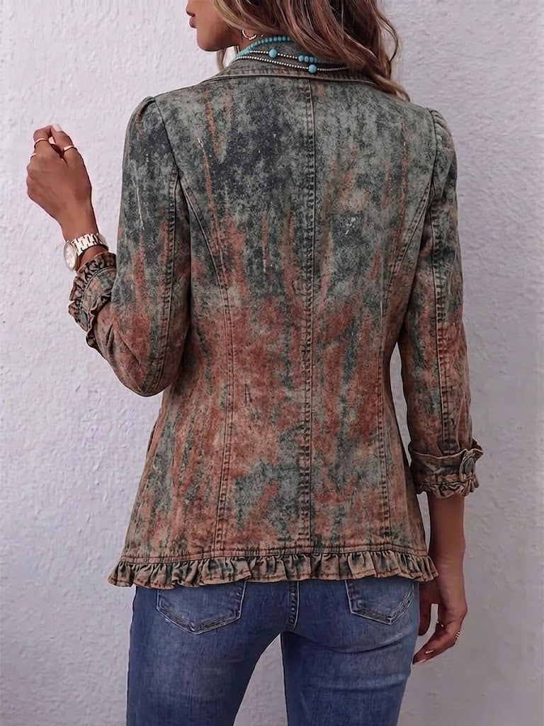 Chaqueta degradado texturizado con volantes Aurora