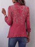 Chaqueta cachemira rosa con volantes Milagros