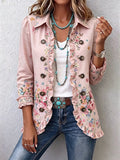 Chaqueta floral con volantes y botones Soledad