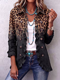 Chaqueta blazer leopardo negro con volantes Águeda