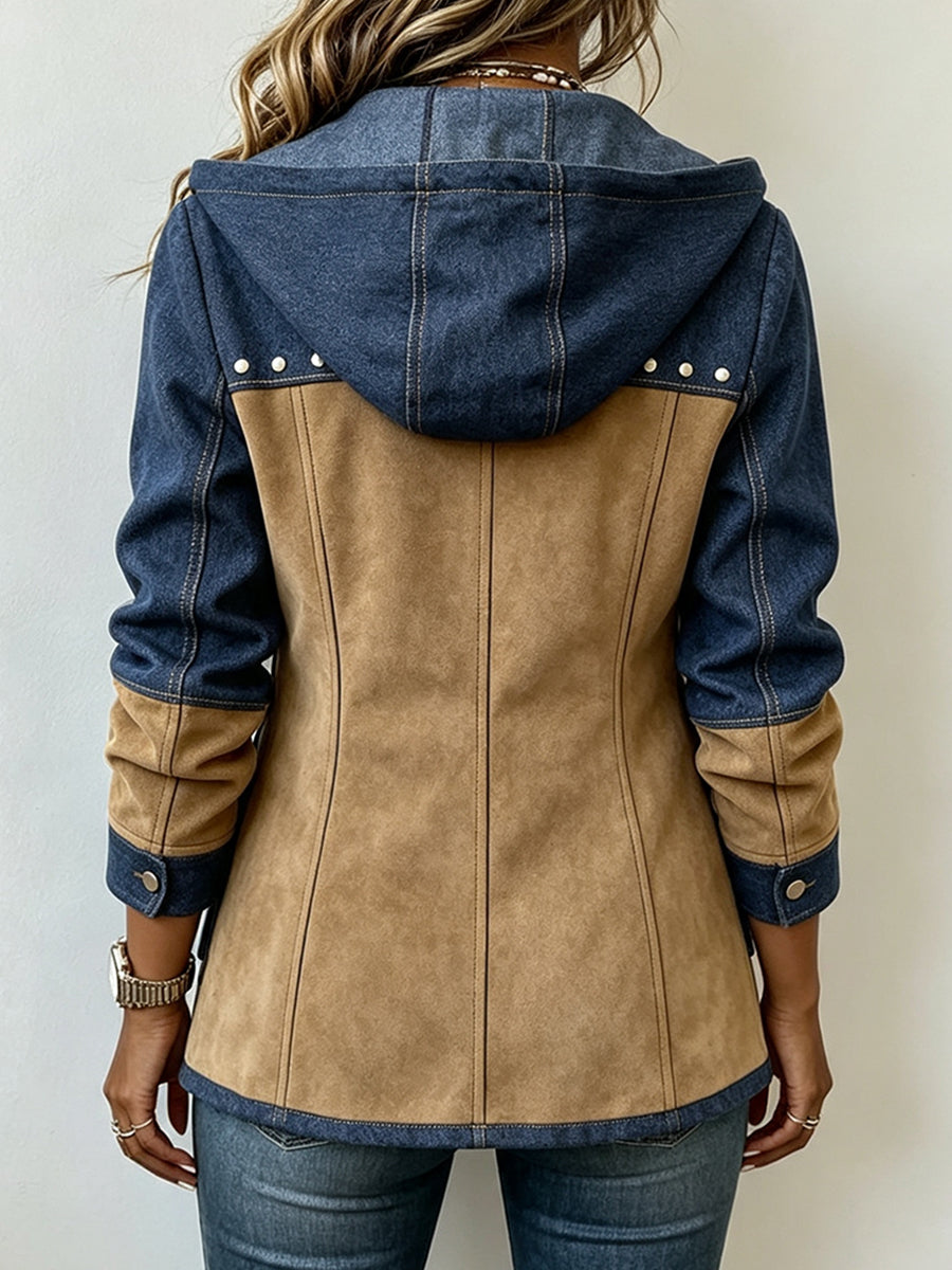 Chaqueta con capucha en marino y camel Valeria