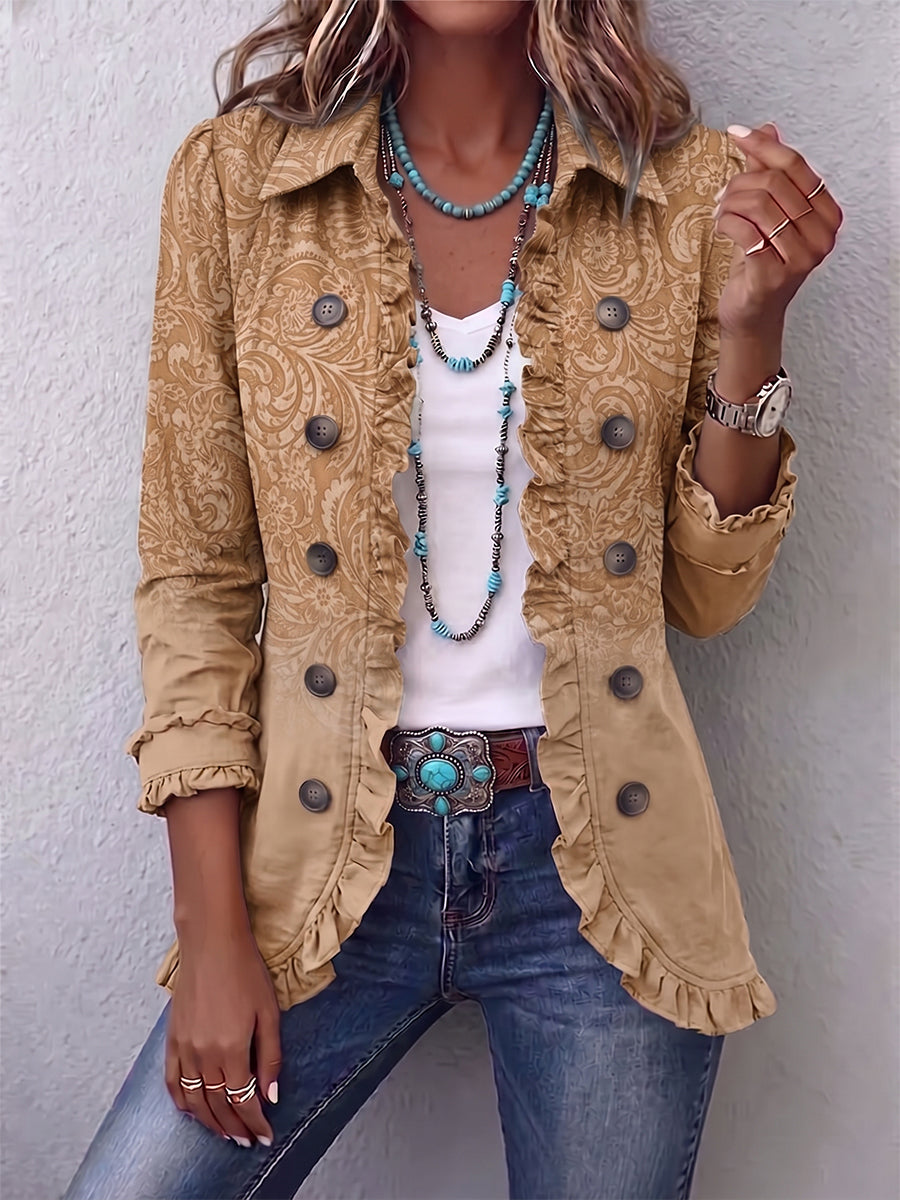 Chaqueta estampado relieve con volantes Begoña