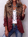 Chaqueta blazer leopardo vino con volantes Bernarda