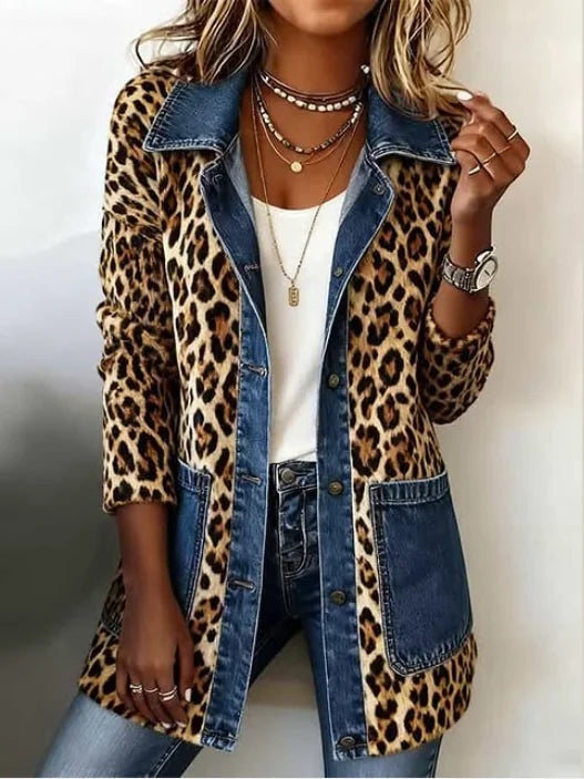 Chaqueta larga de leopardo con vaquero Nieves