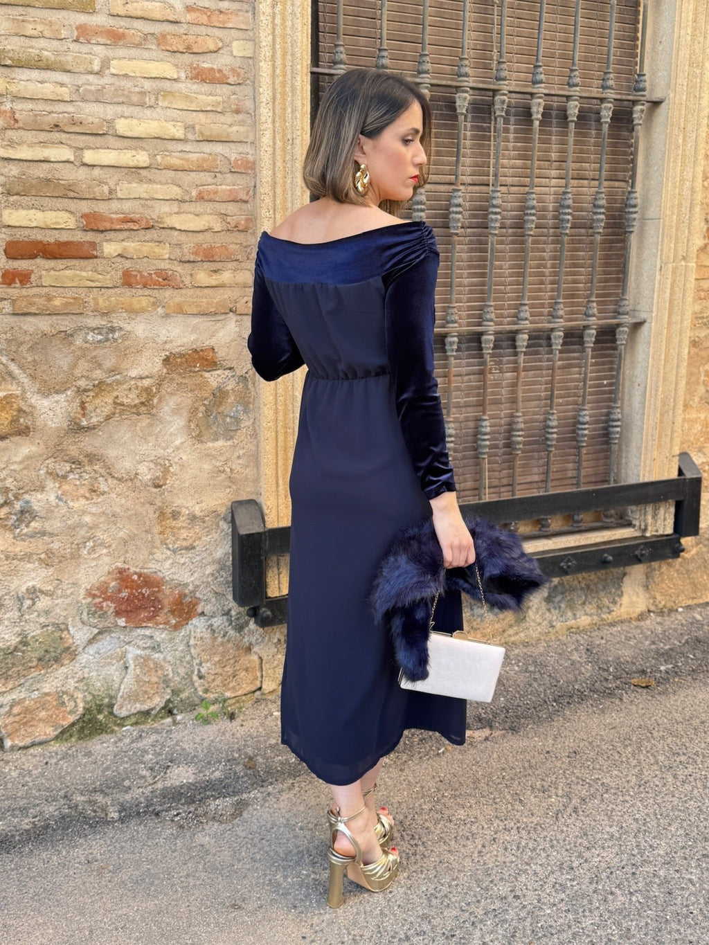 Vestido midi azul marino | Monnet