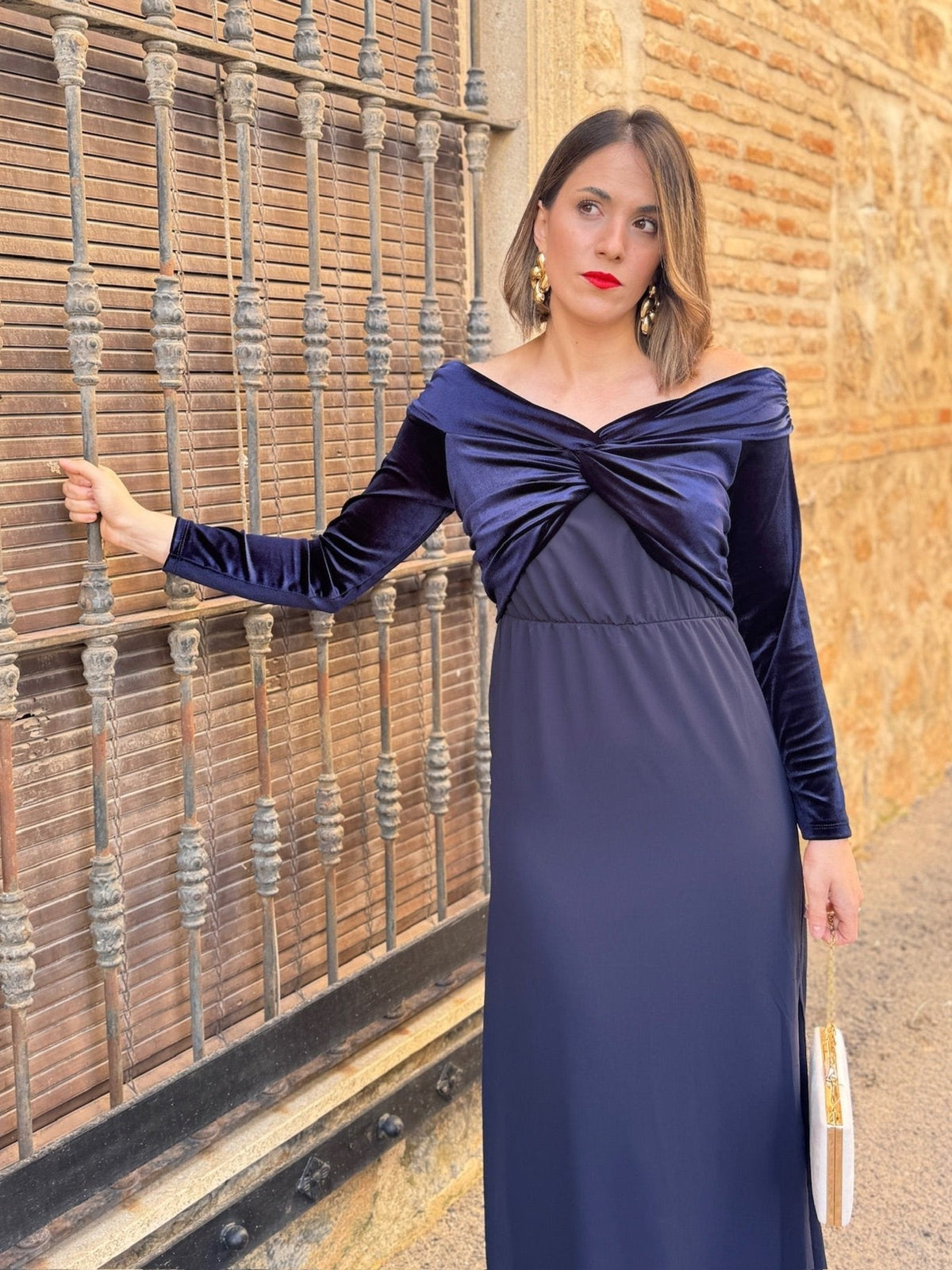 Vestido midi azul marino | Monnet