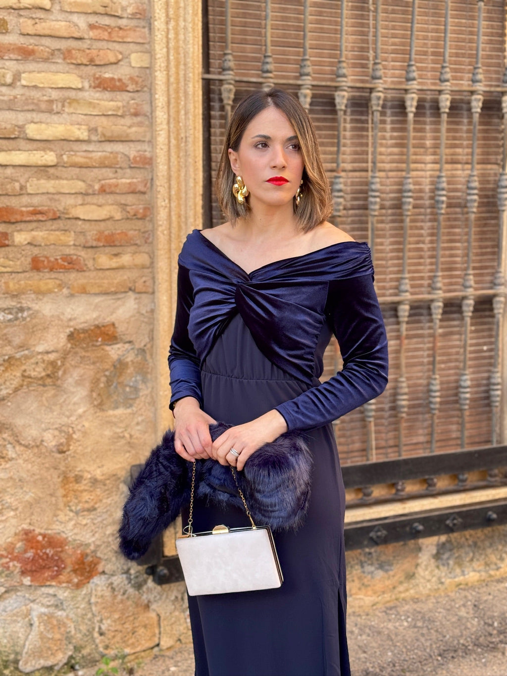 Vestido midi azul marino | Monnet