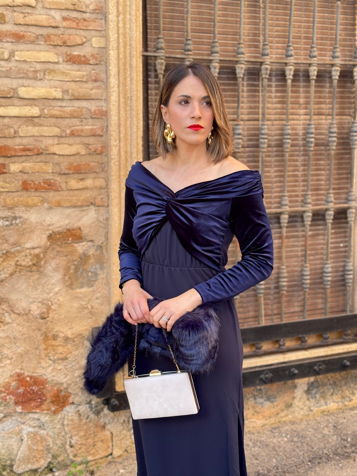Vestido midi azul marino | Monnet