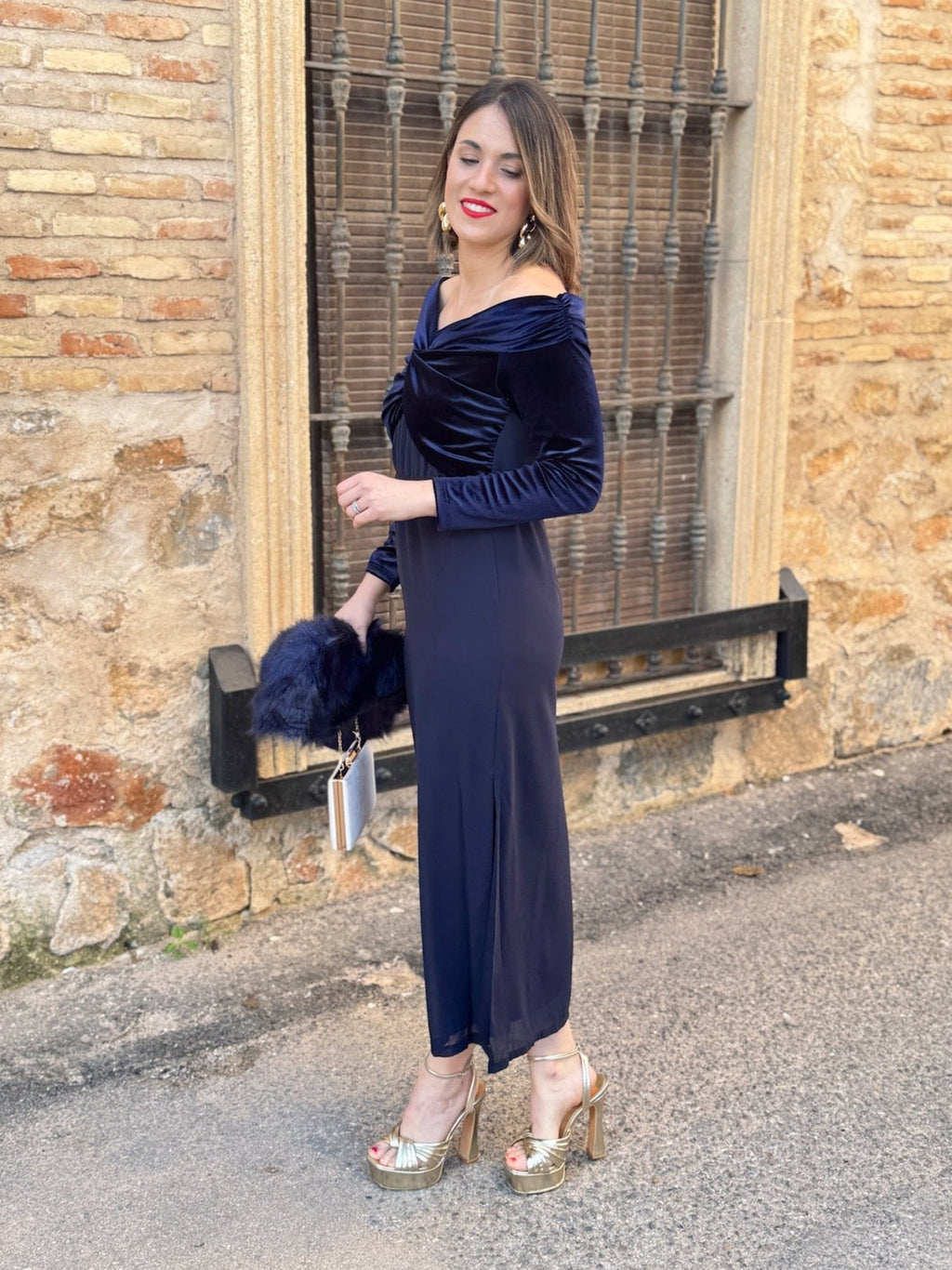 Vestido midi azul marino | Monnet