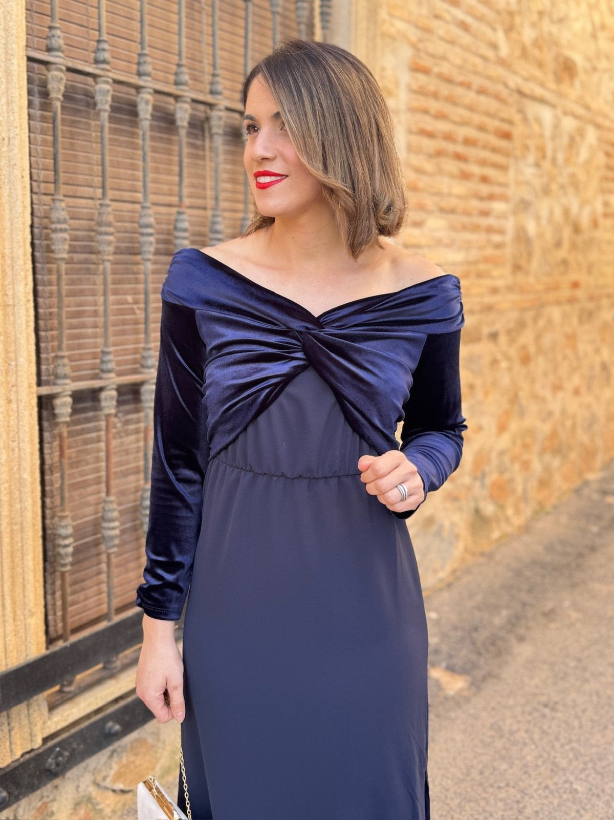 Vestido midi azul marino | Monnet