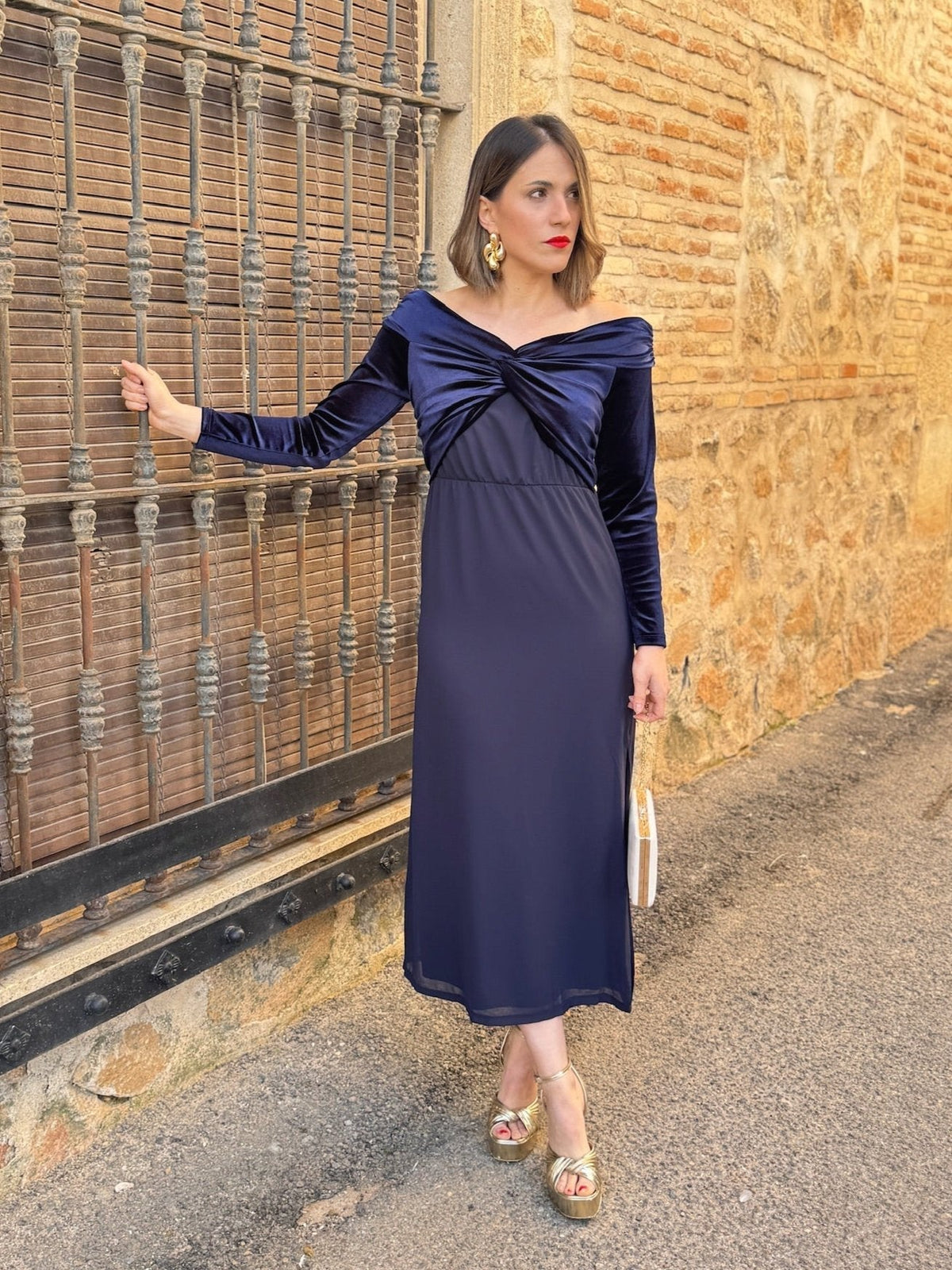 Vestido midi azul marino | Monnet