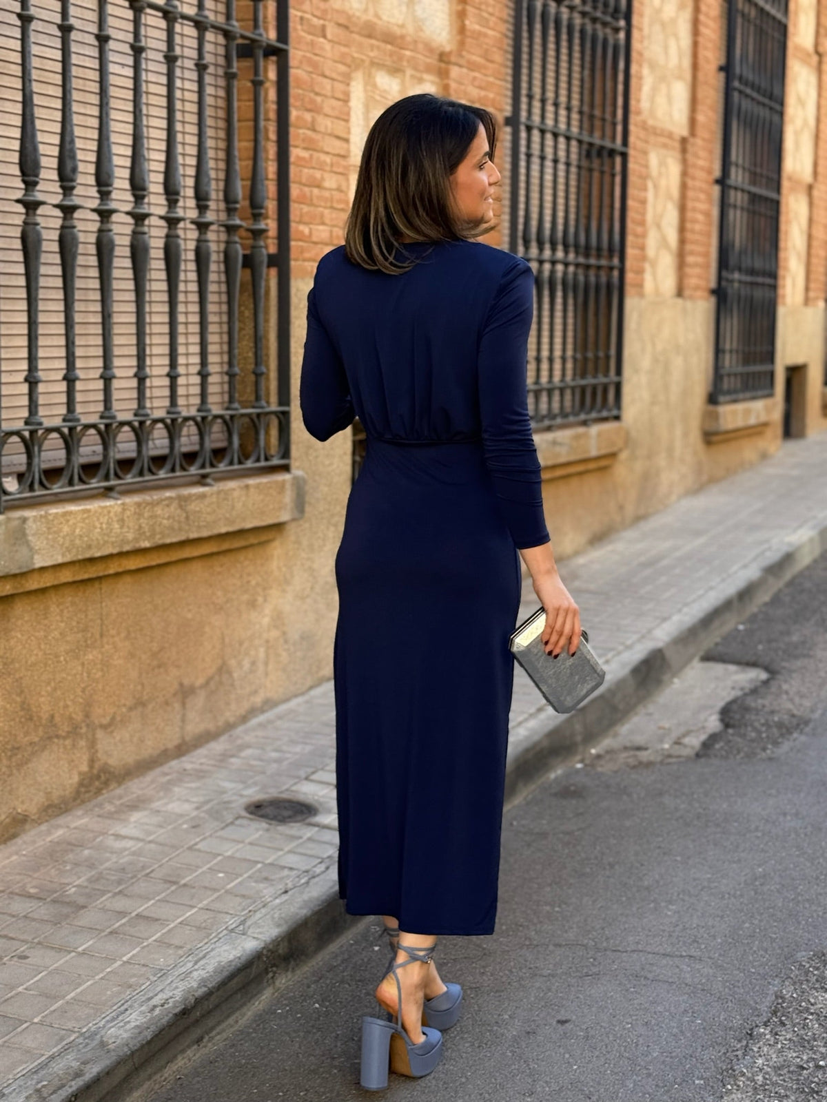 Vestido midi azul marino | Simona