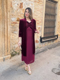 Vestido midi burdeos | Monnet